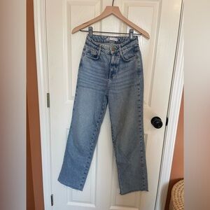 Zara High Rise Raw Hem Jeans